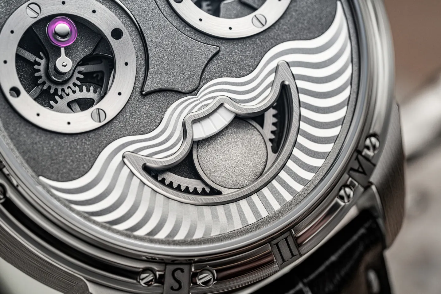Seneca II dial: guilloché and moon-phase display